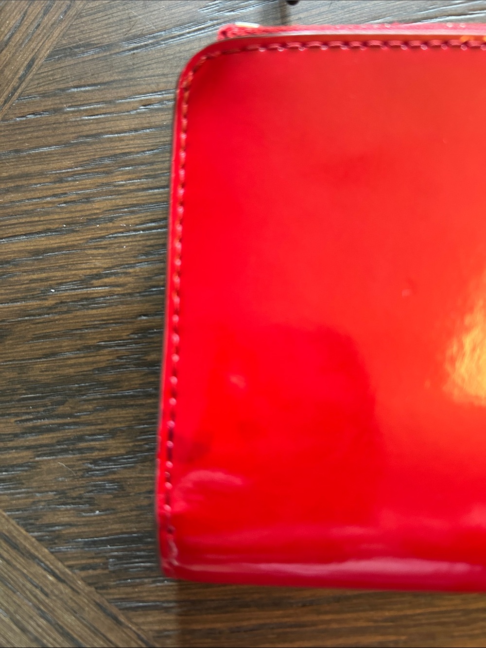 Tory Burch Robinson Spazzolato Zip Slim Red Patent Leather Zip Wallet - Picture 5 of 10